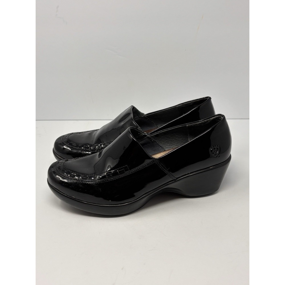 Ariat Black Leather Patent Clog Shoes Womens Size 8B Western Casual